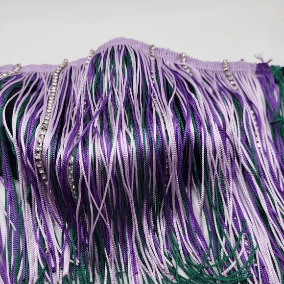 Handmade Fringe Mask Lavender Green Rhinestone Brebitz - Picture 4 of 5